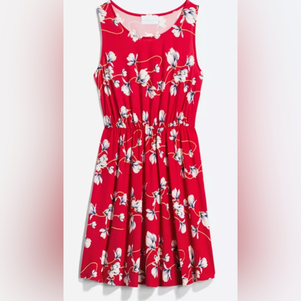 French Grey, Evalynn floral brushed knit dress size Large